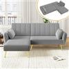 Kuczn Divano angolare moderno a forma di L, divano con funzione letto, schienale regolabile, divano con tasche laterali e cuscino, adatto per soggiorno, camera da letto, home theater, camera degli