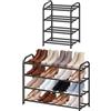 MIKVOYO Scarpiera Grande Ingresso Moderna 4 Livelli, Salvaspazio Slim Estensibile in Metallo Nero, Ideale per Armadi Interno, Spazi Stretti, Camera da Letto, Esterno