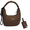 LAIMEIWEE Borsa a tracolla a mezzaluna da donna, unisex, impermeabile, leggera, con scomparto bagnato, marsupio in nylon con tracolla regolabile, per tutti i giorni e il tempo libero, marrone, media