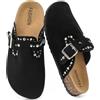 Yenxapei Sabot Uomo Scamosciata, Rivetti Zoccoli Donna, Sughero Pantofole Unisex | Ciabatte con Fibbia Regolabile, Semichiusi Sandali in Pelle, Punta Chiusa Scarpe Comode