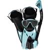 Cressi Tino Adventure Set Black/Ice Cyan [S/M] - Set Pinne Tonga, Maschera Tino e Snorkel Scilla, per Snorkeling e Immersioni, Nero/Ice Cyan, S/M, Adulti