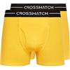 Crosshatch Hexter - Boxer da Uomo (Confezione da 2), in Cotone Elasticizzato con Apertura Frontale e Cintura con Marchio Jacquard, Taglie S-XXL, Blu, Giallo, Rosso, Confezione Multipla, Hexter