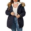 Geschallino Donna Taglie Forti 3 in 1 Parka Cappotto Zip Staccabile Caldo Pile Foderato Giacca con Rimuovi Interno