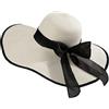 Tunejoy Cappello di Paglia da Donna Cappello da Sole Pieghevole Tesa Larga Protezione Solare Grande Floppy Arrotolabile Bianco per L'Estate Vacanze Viaggio Esterni Decorazione Ragazze Signore