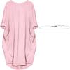 aromm Abito da Camicie Donna Scollo Tondo Sciolta Pianura Casual Taglia Grossa Midi Vestito Rosa,3XL
