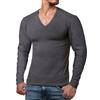 ReRock - Maglia a Manica Lunga con Scollo a V per Uomo - 9 Colori vestibilità Slim Fit in Tinta Unita - Taglia dalla S alla 3XL