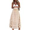Gratoryna Gonna Lunga da Donna in Tulle, Linea A, con Volant, a Vita Alta, a Strati, Sottoveste, Albicocca, L