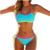 Generico Set Sportivo Da Donna a Vita Alta Costumi Da Bagno Donna Costume Mare Due Pezzi Spiaggia Push Up Imbottito con Pantaloncini Bagno Sexy Brasiliana Beachwear Piscina Costume Due Pezzi (Light Blue, S)