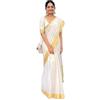 DAGLOR Zari Seta Cotone Kanjeevaram Saree - 28038992, bianco, Etichettalia unica