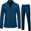 Generic Completo casual da uomo, 2 pezzi, in velluto a coste, da uomo, smoking formale da lavoro (blazer e pantaloni), stile vintage, giacca su misura, per matrimonio, smoking, sposo, abito da uomo