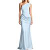 Generic Abito da donna lungo aderente a sirena, elegante, per cerimonia, matrimonio, ospite con spalline, spaghetti/Halter/spalla nuda sera, cocktail, chic, vari colori disponibili, 4-blu, S