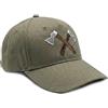 tshirtladen Berretto da baseball da uomo con asce incrociate ricamate | Struttura a 5 pannelli, chiusura in , 53-61 cm, verde oliva, per forestale, bushcraft e forestale