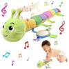 Herenear Bruco Musicale Peluche Giocattolo, Cuscino Grande Morbido Con Increspature Multisensoriali per Infantili