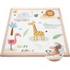 omedecal Tappeto Gioco Neonato Gattonamento, 127x127x3cm, Tappetone Pieghevole per Bambini, Superficie in Morbida Flanella con Base Antiscivolo per Camera e Soggiorno - Animali Della Giungla