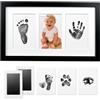PewinGo Cornice con Impronta Bimbo, Set Impronte Bimbi con un Touchpad 100% Safe Inclusi 2 Tamponi D'inchiostro e 6 Schede di Stampa- un Ricordo per il Bambino-Nero