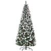 HOMCOM Albero di Natale Innevato Artificiale 180cm Base Rimovibile 618 Rami | Bacche Rosse e Pigne Bianche, Pieghevole