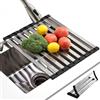 KitchenRaku Scolapiatti da Appoggio 40x32.5 cm | Tappetino Pieghevole per il Lavandino in Cucina | Acciaio Inox 304 | Scolapiatti per il Lavello della Cucina (per Tazze, Frutta e Verdura) (Nero)