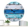 Générique Orologio da parete marino, 30 cm, facile da leggere, pendolo blu, tema spiaggia, con effetto rustico, retrò, decorazione in legno, per soggiorno, cucina, ufficio, camera da