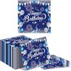 Tapufitil 80 Pezzi di Tovaglioli Buon Compleanno, Tovaglioli di Carta Blu-Argento con Glitter E Fuochi D'Artificio, 33x33cm Monouso per Decorazioni di Feste di Compleanno