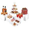 RATSTONE 8 Pz Alzate di Display in Acrilico, Espositore da Buffet per Aperitivo, 3 -10 Supporto Cubico Annidabile Bianco per Torte, Dessert, Gioielli, Alzatine per Allestimenti