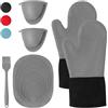 WUFANC Guanti Da Forno, Guanti Forno Possono Resistere A Temperature Fino A 250 ℃, Guanto Da Forno In Silicone Non Sono Rigidi, Presine, Cuocere Al Forno(6 pezzi) (Grigio, L)