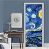 JFEDMN Carta Parati Porta Rimovibile 82X200Cm Adesivi Per Porte Interne 3D Cielo Stellato Dipinto Di Blu Poster Carta Da Parati Soggiorno Cucina Camerette Bagno Autoadesivo Porta Murale Decorazione