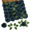DuHouse 25 rose artificiali con gambi di fiori in schiuma al tatto vero e proprio per bouquet di nozze, baby shower, centrotavola per decorazioni floreali per feste(Blu pavone)
