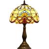 RIAMTGCX 19 Pollici di Altezza Stile Tiffany Lampade Grande Tavolo Barocco Luce dello Scrittorio con Macchiato Vetro Luce Ombra E Resina Corpo, Vittoriano Accent Vintage Lampada for Il Salone del