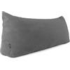 POKAR Cuscino da Lettura 160x50x20 cm | Cuscino Schienale Divano in Velluto Corduroy con Appoggio Schiena Grande | Cuscino Triangolare Cuneo Testata Letto | Certificato Oeko Tex 100 | Grigio Scuro