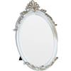 LuHeToz Specchio ovale decorativo vintage per il trucco con cornice in plastica, specchio da tavolo, bianco 19,1 x 28 cm