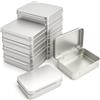 Forever bene Scatola di Latta Rettangolare 11,5×8,5×2,2 cm - Mini Contenitore in Metallo con Coperchio a Cerniera, Scatolina Multiuso (12, Argento)