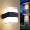 VivaLet 12W Applique da Parete LED Interno, IP65 Lampada da Esterno a Parete Moderna, 1200LM 3000K Up-and-Down Illuminazione, Luce Bagno da Muro per Soggiorno, Camera da Letto, Balcone, Nero 1 Pack