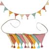 SUBTAVIK, 10 pezzi di bandierine in tessuto, 3,15 m, per cameretta, giardino, matrimonio, compleanno, doccia, bambini, nappa, blu/rosa