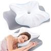 MOONYIN Cuscino Cervicale Ergonomic - Doppia Altezza (11-14 cm) con Appoggia-Braccia, Federa in Setta di Ghiaccio e Lavabile in Lavatrice
