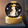 PORFOYO Luce notturna a sfera di cristallo 3D gatto lampada da notte palla di vetro incisa gatto carino con base in legno LED, regalo originale per gli amanti dei gatti, decorazione della camera, regalo di