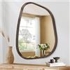 HLFMVWE Specchio asimmetrico piccolo specchio da parete ovale irregolare moderno telaio in legno vanità specchio artistico decorativo per soggiorno camera da letto bagno