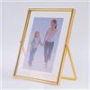 LEEMASING Cornice portafoto galleggiante, in metallo e vetro, da tavolo, per San Valentino, matrimonio, casa o ufficio, adatta per foto da 13 x 17 cm (oro, 13 x 17 cm)