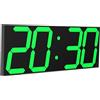 CHKOSDA Orologio digitale a LED, grande orologio da parete con display LED da 18 pollici, visualizzazione 12/24 ore, visualizzazione della temperatura e del calendario (verde)