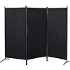 HOMCOM Paravento da Interno a 3 Pannelli Pieghevole 253x182 cm Nero