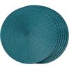 FunWheat Set di 6 tovagliette rotonde intrecciate per tavoli da pranzo in tessuto, lavabili, antiscivolo, piccole, 33 cm (S, verde acqua, 6 pezzi)