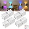 MERTTURM Luce Notturna RGBW con Sensore di Movimento, Applique da Parete Telecomando, Illuminazione Scale Ricaricabile, Luci Interna con Sensore a 2 Modalità, Montaggio Magnetico (4pz)