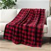 PAVILIA Buffalo Plaid Coperta per divano | Morbido pile di flanella rosso nero motivo scozzese a scacchi | Calda accogliente microfibra leggera | 127 x 152 cm