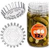 KADAX Set di 12 pesi per fermentazione, 66 mm, con rete per barattoli TO66, inserto in plastica per crauti, kimchi e cetrioli, per alimenti