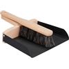 Relaxdays Set per Spazzare, Scopetta e Paletta Raccogli Briciole in Cucina, da Appendere, Ferro e Legno, Nero Marrone