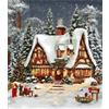 VwrxnchCoatx Kit Punto Croce Prestampato Natale, Disegni Punto Croce Kit Da Ricamare (Scena Di Neve Con Luci Di Natale)Kit Ricamo Ricami Punto Croce Completo Stampati Schemi Per Principianti Bambini Set