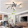 GWYAJTU Lampadario Ventilatore Fiore 6 Velocità Reversibile DC Silenzioso Ventola Soffitto Con Luce LED Dimmerabile Timer Ventilatore Da Soffitto Con Luce E Telecomando Per Camera Da Letto-Black