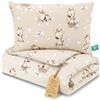 Totsy Baby Trapunta per bambino cotone 50x70 - piumono culla neonato set Imbottitura per piumone 50 x 70 cm con cuscino 40 x 35 cm per ragazzi e ragazze Oeko-Tex Giraffe