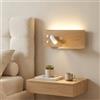 B·LED BARCELONA LED BARCELONA LED Applique da parete Kerta in alluminio effetto legno, piccolo ed elegante, doppia luce 3W+7W con porta USB, design moderno, classico e di lusso per testate letto