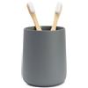 Yew Design portaspazzolini e portadentifricio con bicchiere, grigio opaco, per bagno e lavandino - Organizer rotondo per spazzolini elettrici, filo interdentale, rasoi