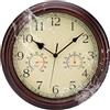 ACCSHINE 30cm Orologio da Parete Impermeabile per Esterni - con Termometro e Igrometro Orologio da Parete Senza Ticchettio Silenzioso Quarzo a Batteria Grande Deco da Giardino (Marrone retrò, 30cm)